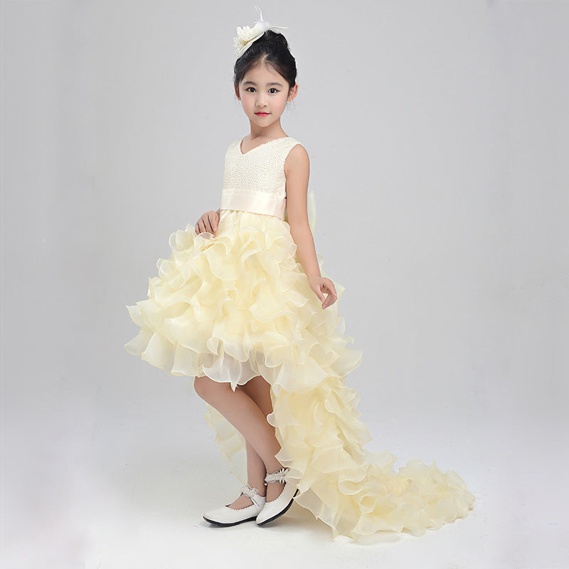 Girls Dress Wedding Flower Girl Dress Skirt Child Princess Dress Costume Skirt Tail 888 Piano