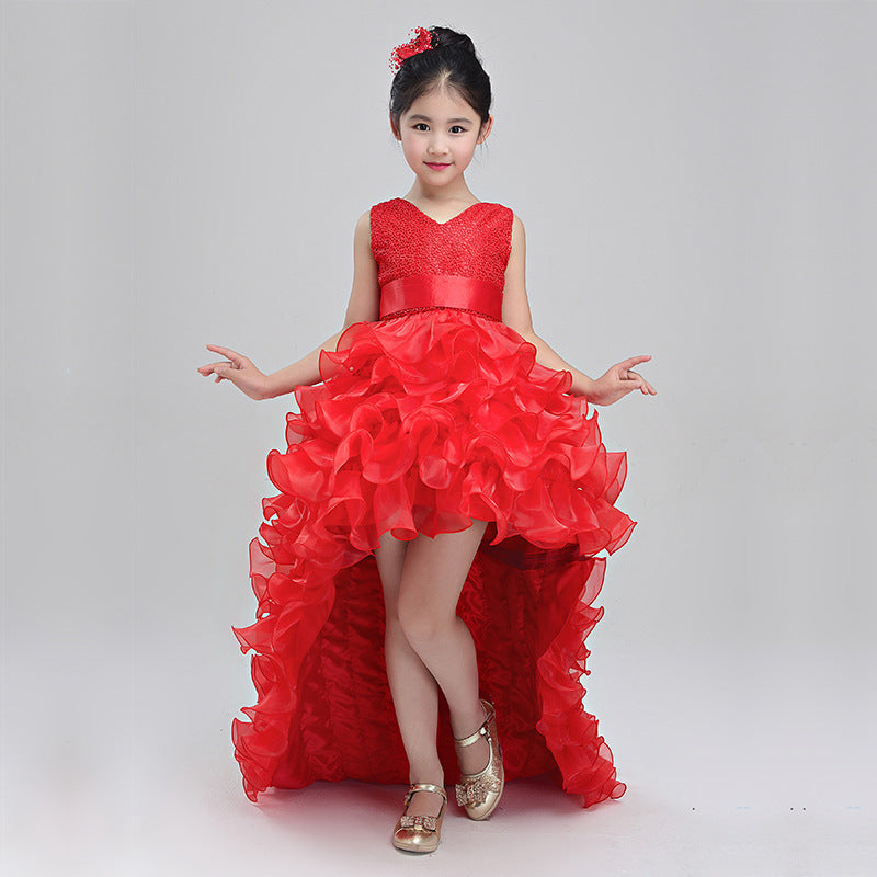 Girls Dress Wedding Flower Girl Dress Skirt Child Princess Dress Costume Skirt Tail 888 Piano