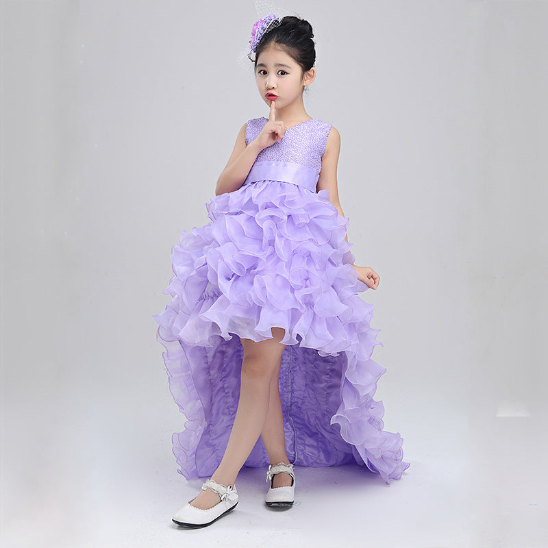 Girls Dress Wedding Flower Girl Dress Skirt Child Princess Dress Costume Skirt Tail 888 Piano