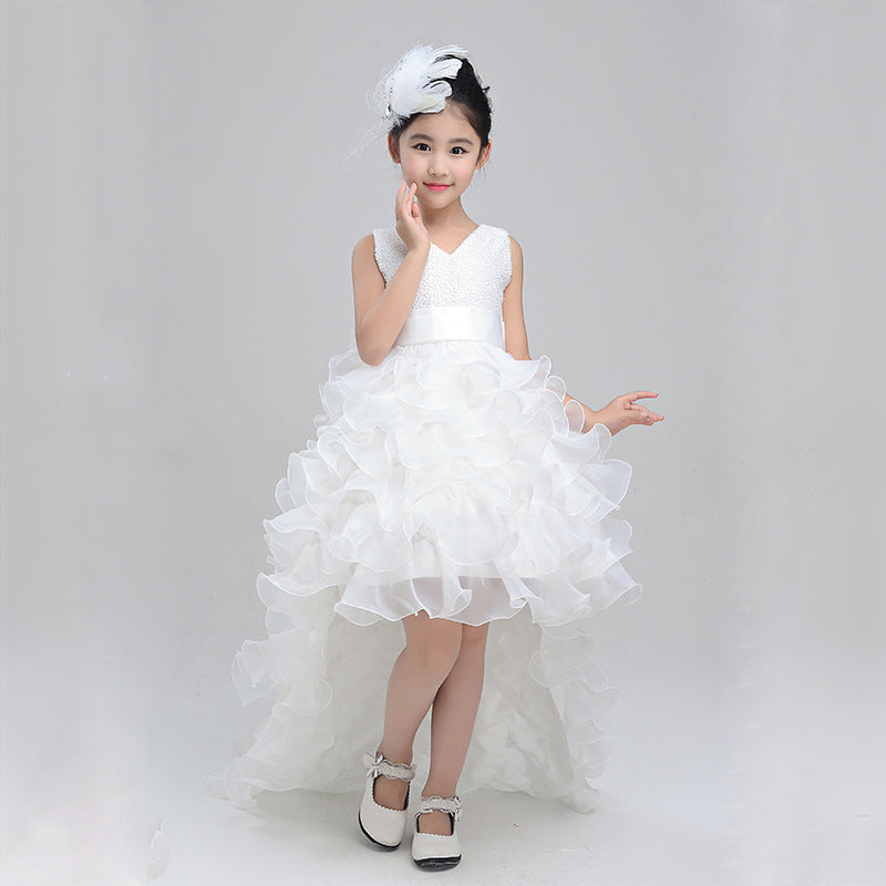 Girls Dress Wedding Flower Girl Dress Skirt Child Princess Dress Costume Skirt Tail 888 Piano