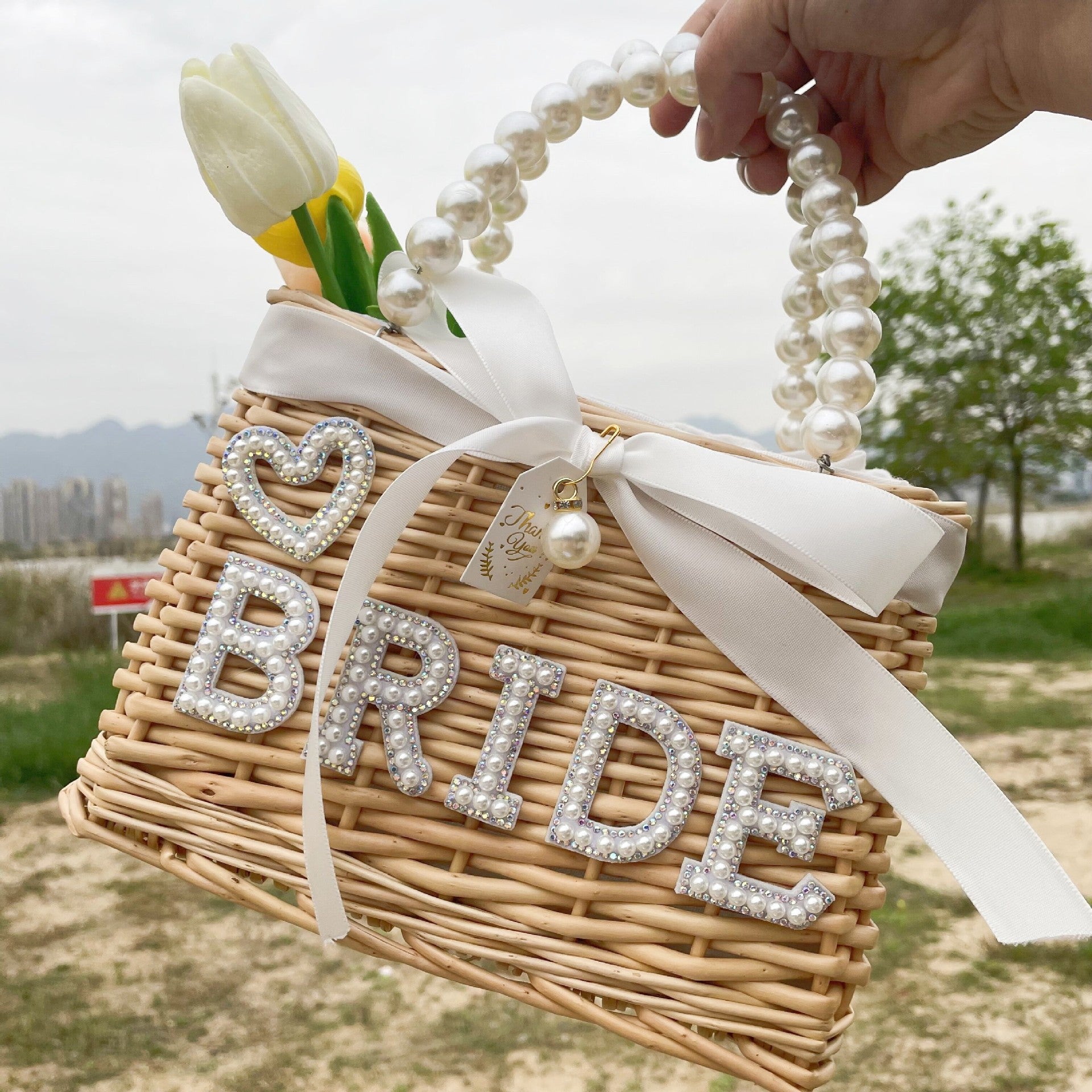 Pearl Chain Mermaid Flower Woven Basket
