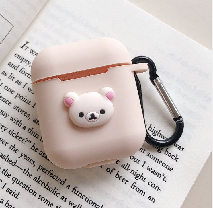 Compatible with Apple, AirPods Protective Jacket Cute Cartoon Silicone Anti-Falling Earphone Jacket Japanese Korean Women''s Key-Clasp Hanging Rope