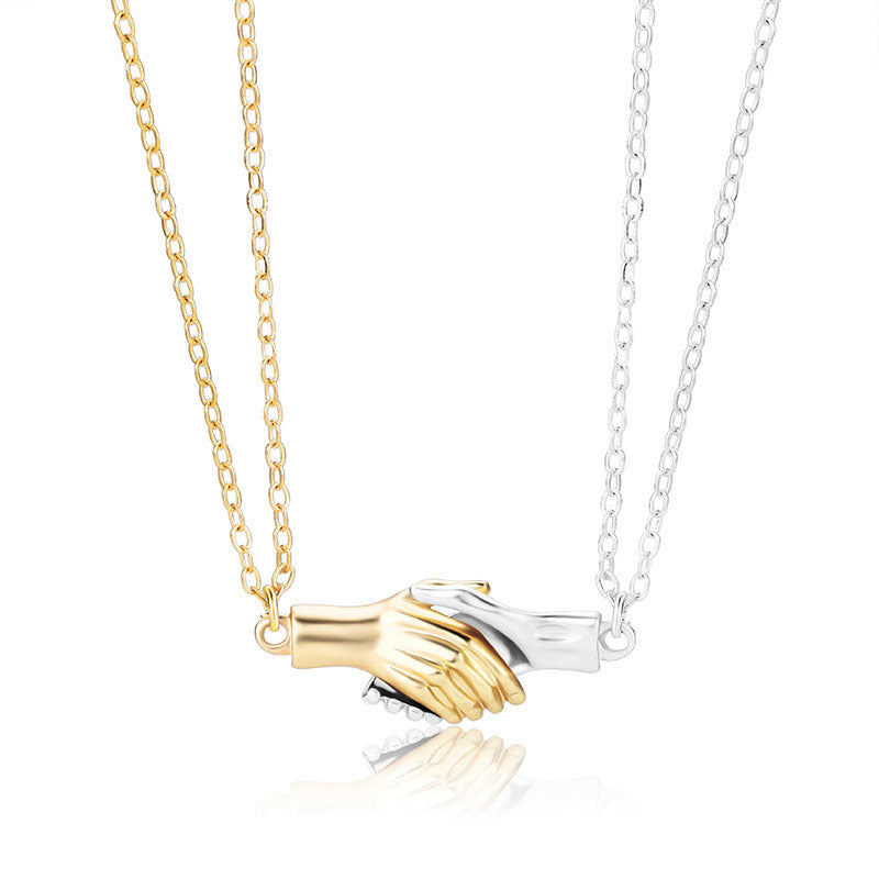 Palm Couple Necklace Magnet Attracts Handshake Clavicle Chain Necklace