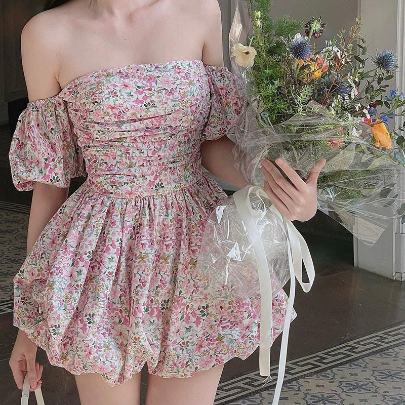 Fragmented Flower A Swing Off Shoulder Two Wear Dress