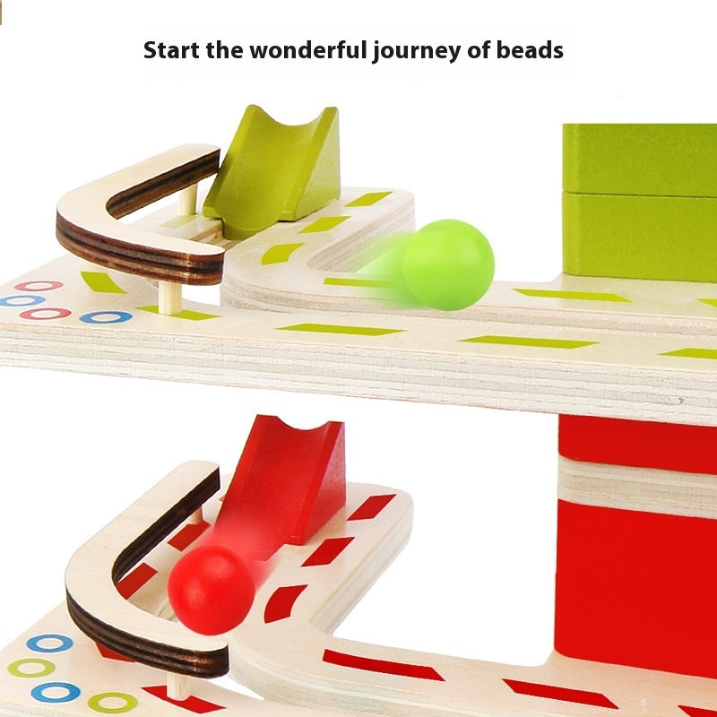Toddler Wooden Roller Coaster Track Race Marble Building Blocks