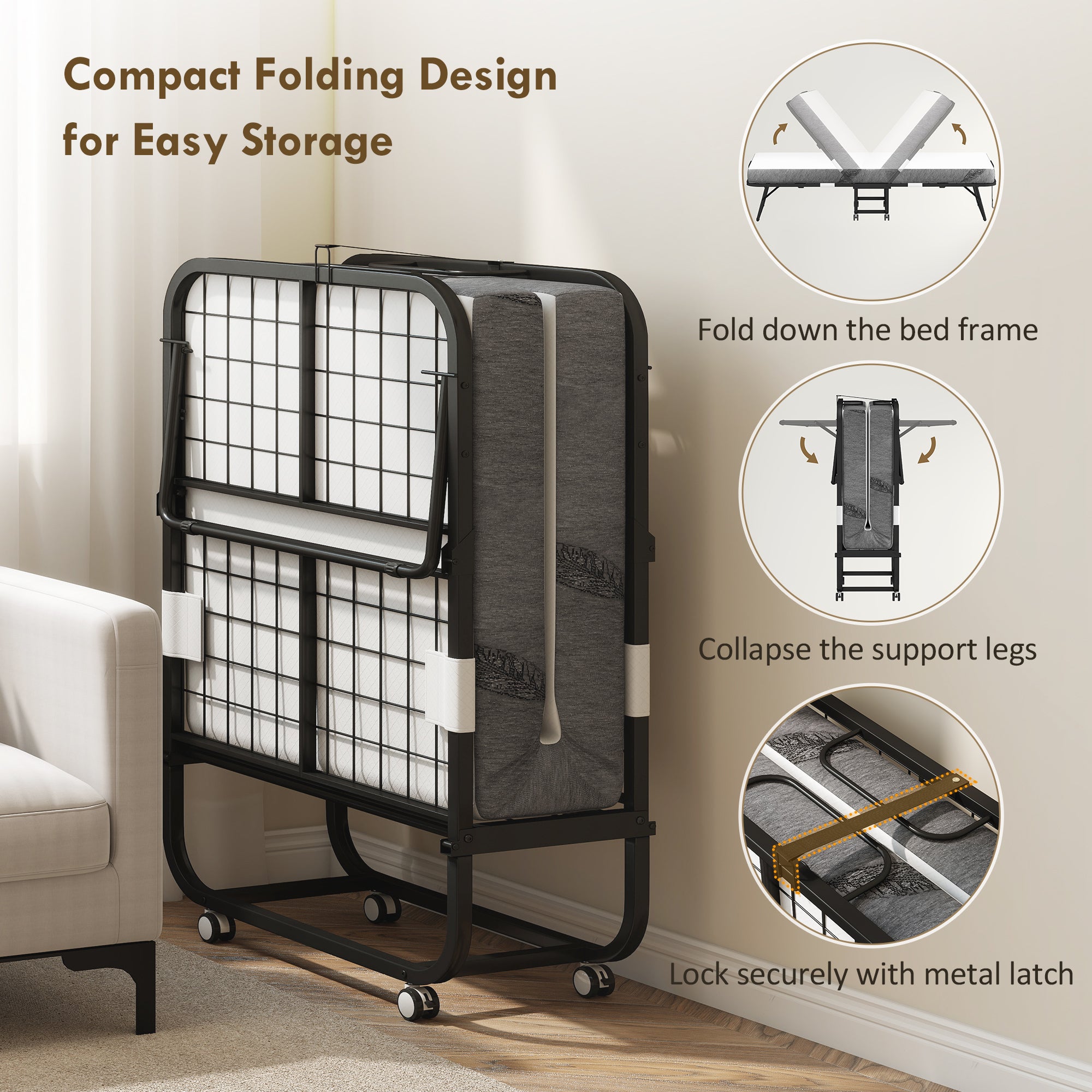 Folding Bed with Mattress for Adults