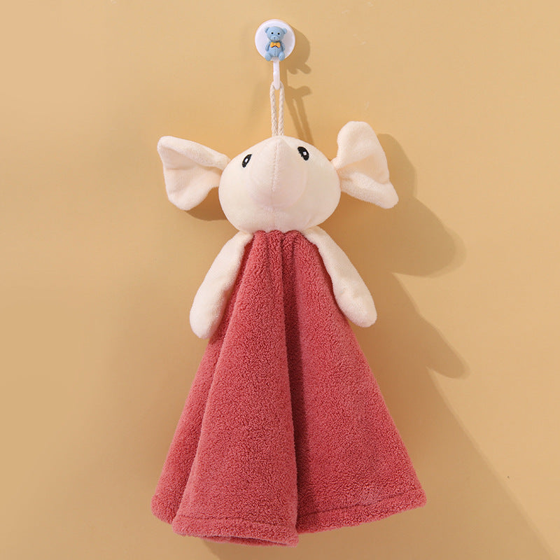 Coral Velvet Hanging Rabbit Towel