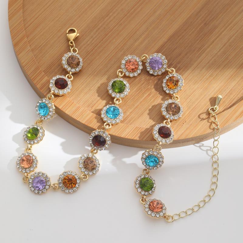 Retro Colorful Full Diamond Colorful Necklace Fresh And Sweet