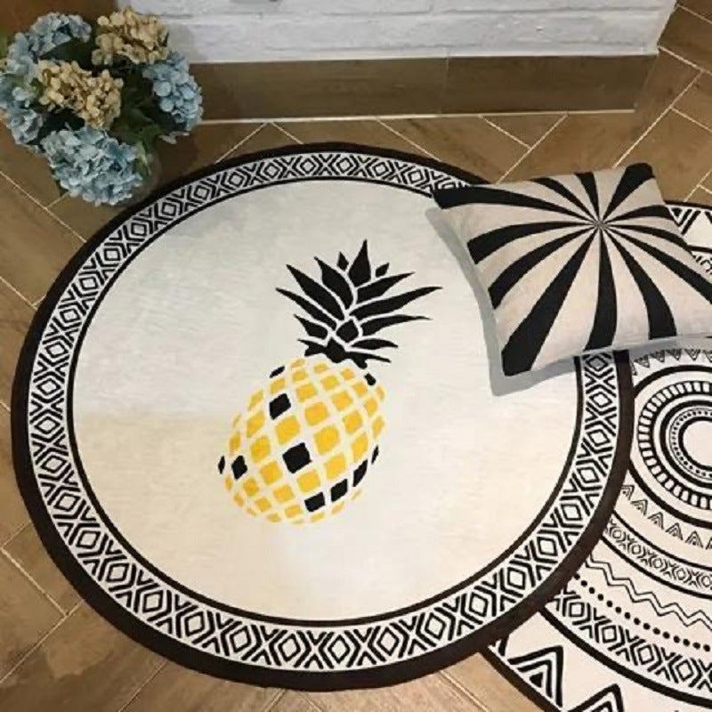 Nordic Geometric Round Crystal Velvet Floor Mat Household Absorbent Coffee Table Mat