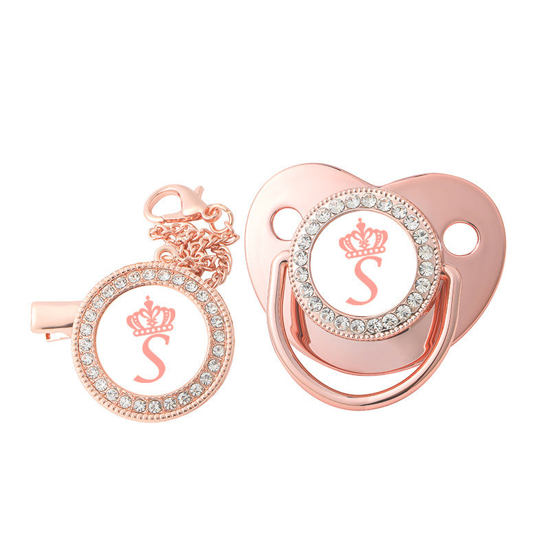 Rose Gold Crown Letter Pacifier