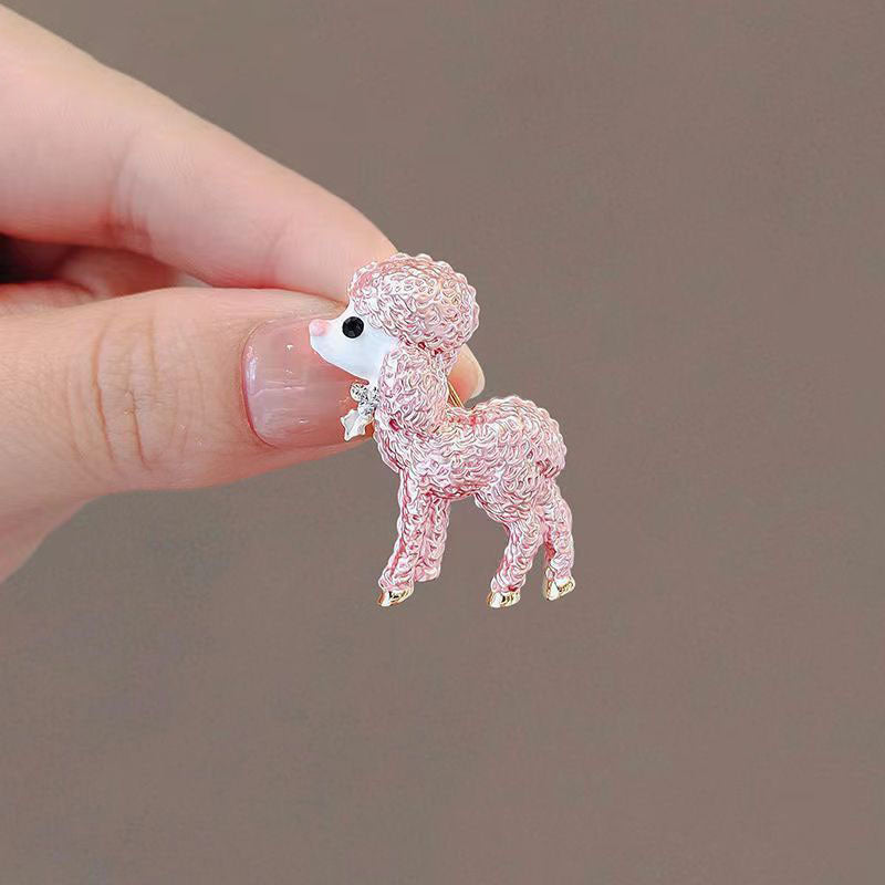 2PCS European And American Personalized Cute Enamel Alloy Poodle Brooch