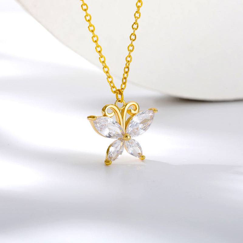 Butterfly Zircon Necklace Ladies Butterfly Pendant