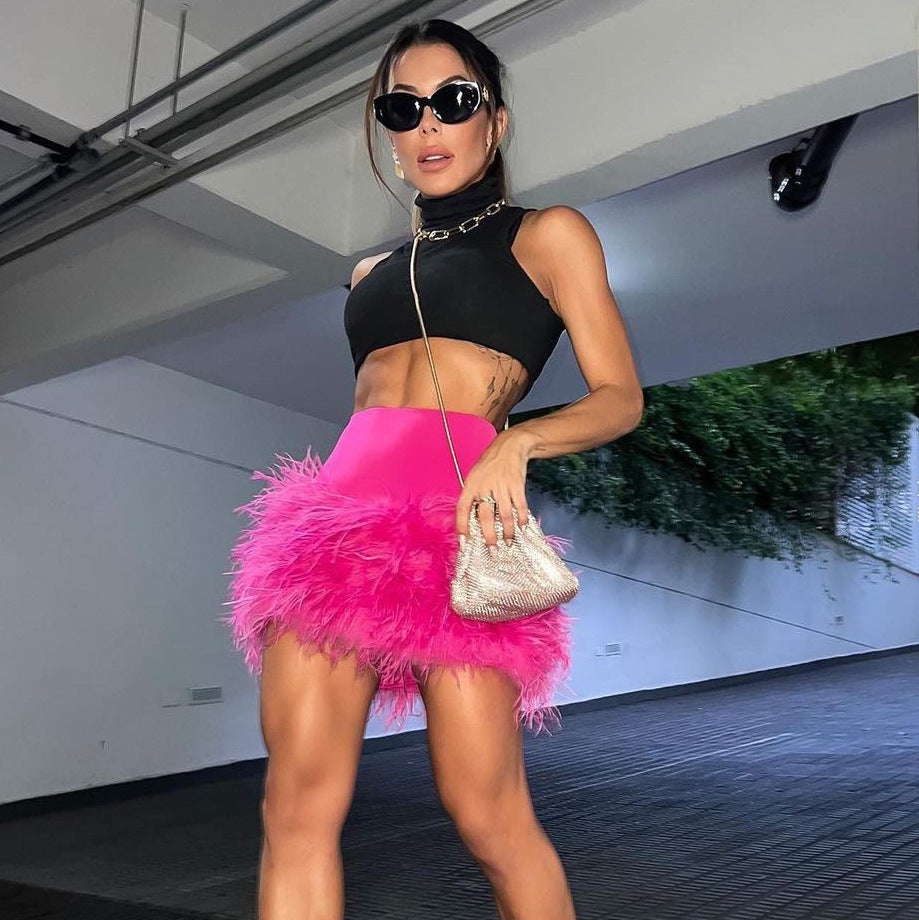 Women's Feather Wrapped Hip Skirt