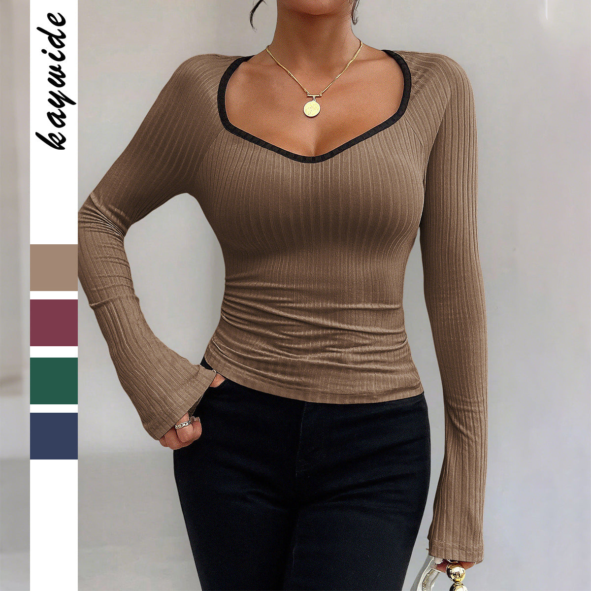 Y2g Hot Girl Long Sleeve Solid Color Blouse