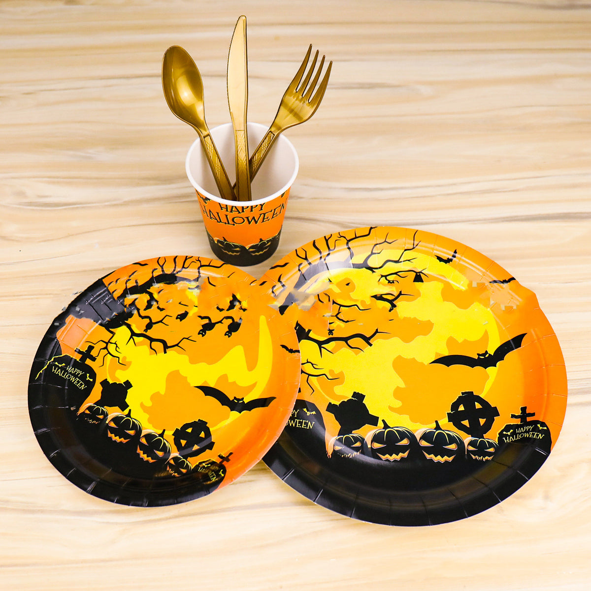 Halloween Party Tableware Paper Cups Plates Paper Towels