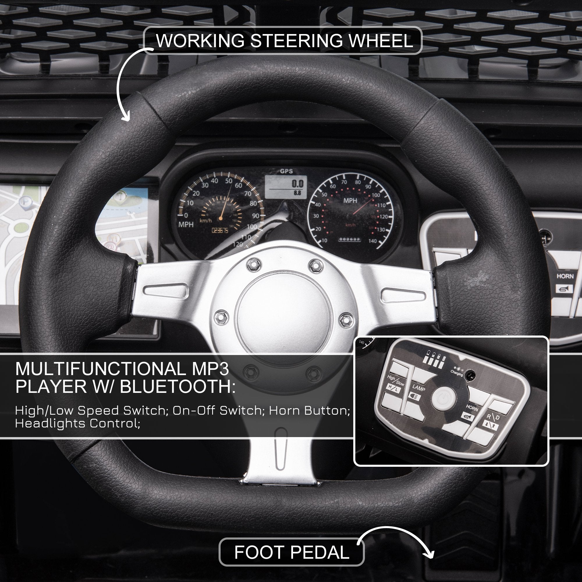 12V Battery Powered Kids Ride On Car Off Road Truck Toy w/ Parent Remote