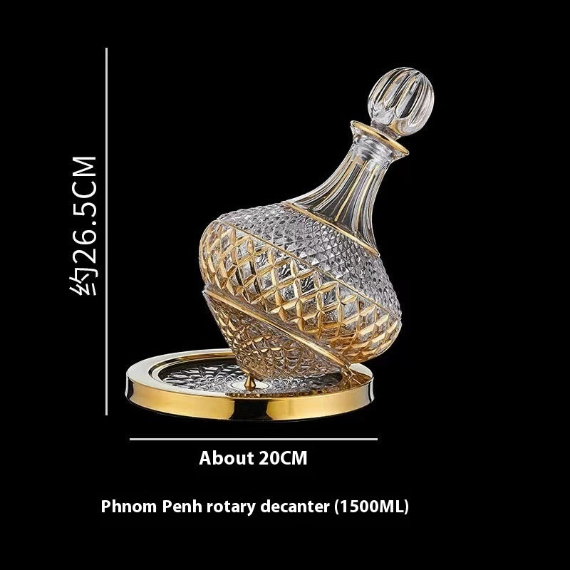Good-Looking Light Luxury Gold Crystal Household Rotating Gyro Wine Decanter Wine Aerator Mirror Jug Gift Bar Decoration