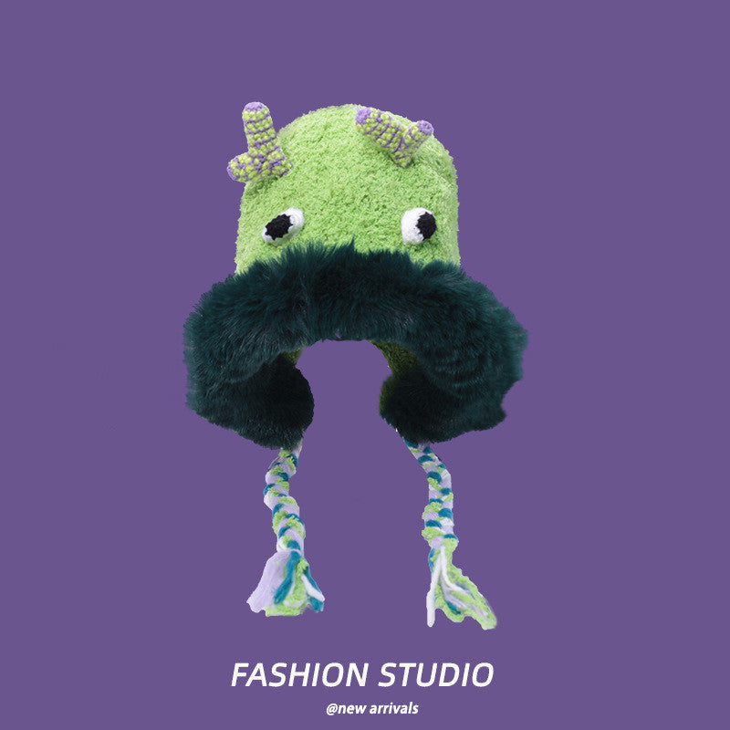 Cartoon Cute Monster Hat Casual Versatile Plush Bonnet