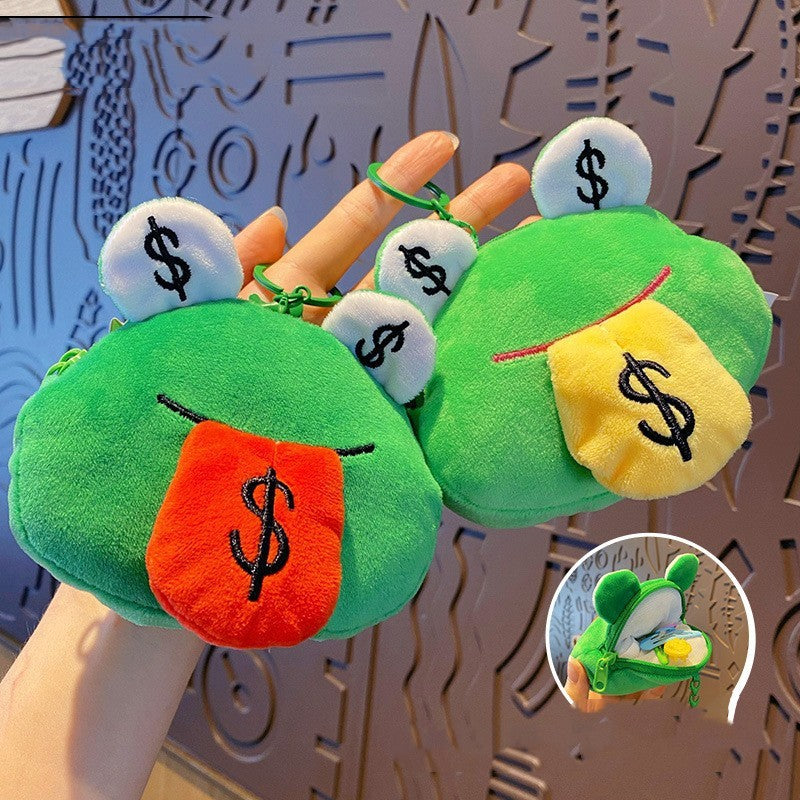Creative Cartoon Plush Money Frog Coin Purse Keychain