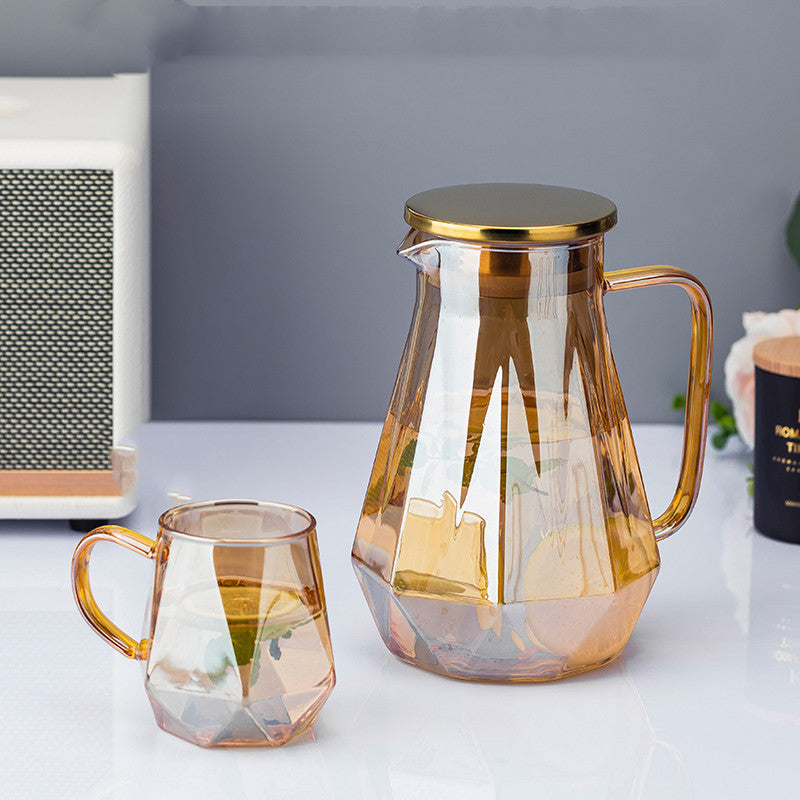 Cold Kettle Light Luxury European Style Cold Water Cup Household High Temperature Glass Kettle Large Capacity Water Cup Set Tea Cup