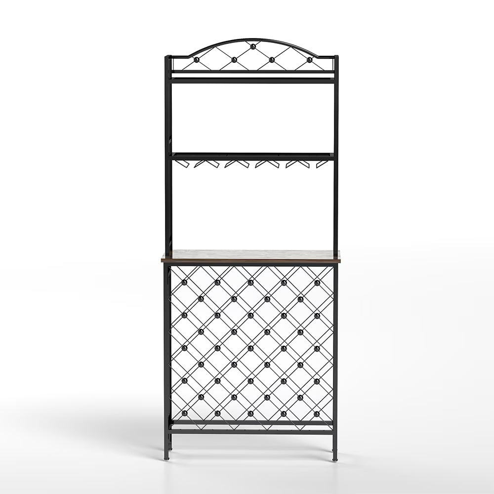 Freestanding Floor Wine Rack,Tall Wine Holder Stand With Wine Glass Holder,Storage Shelves