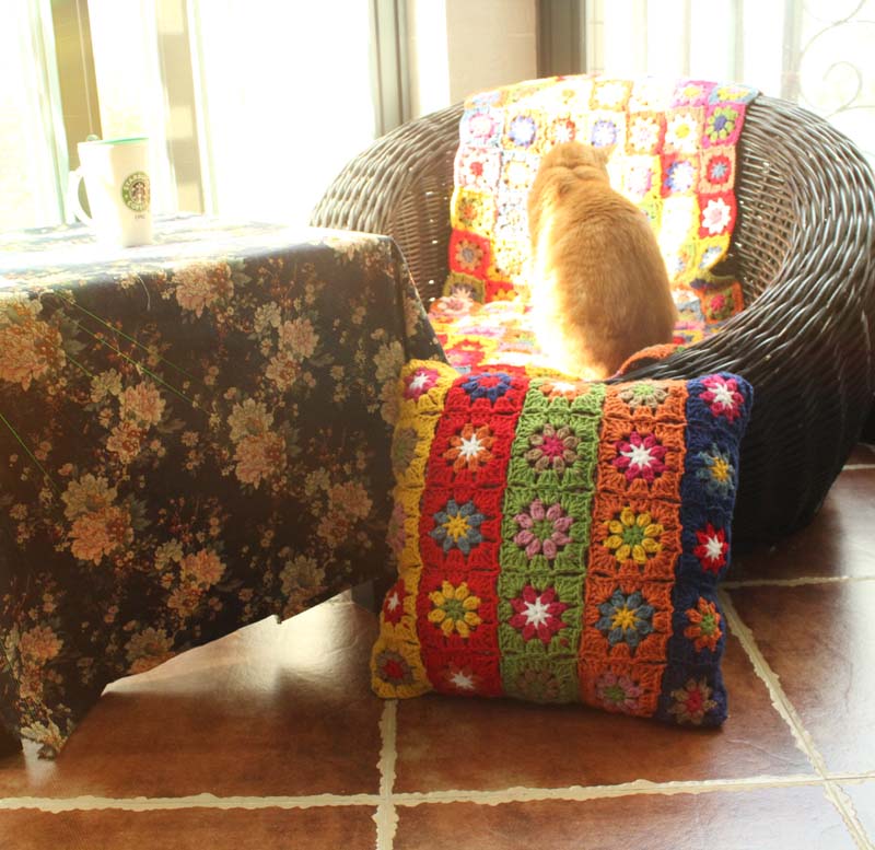 Hand Crochet Flower Crochet Bedside Pillow