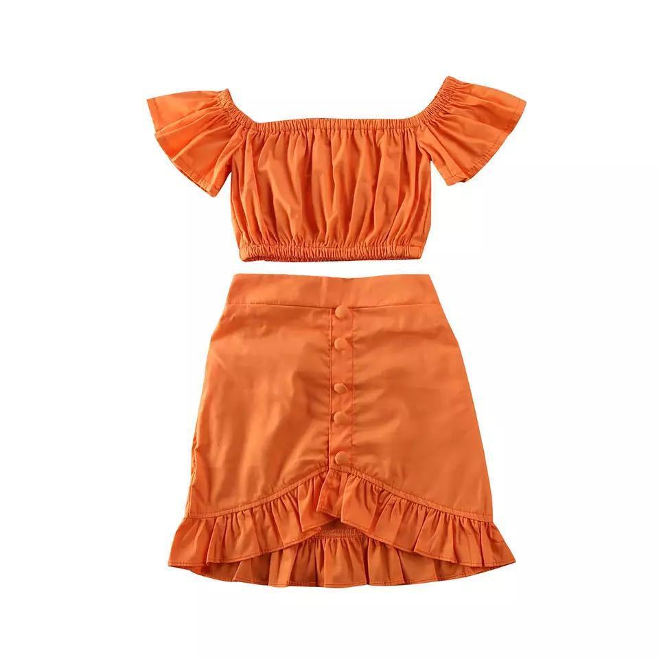 Girl Orange Skirt Suit