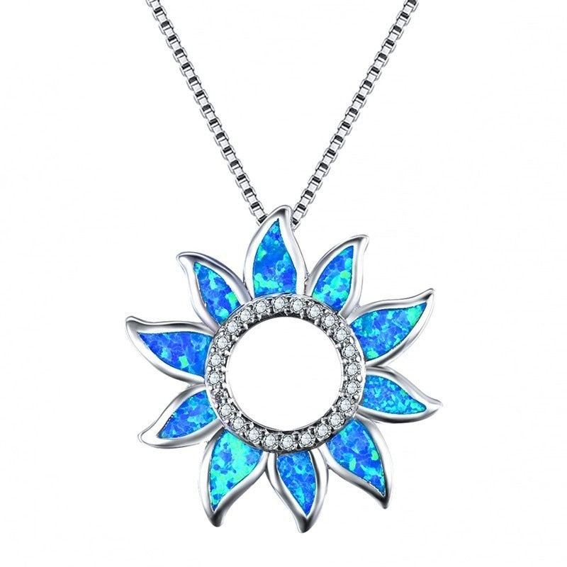 Sun Flower Blue Pendant