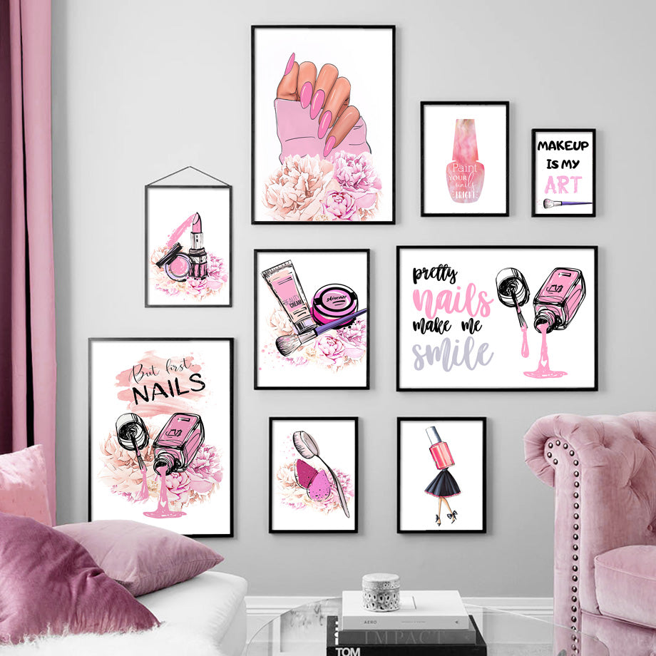 Decorative Girly Pink Art Gallery Custom Oil-Painting Canvas