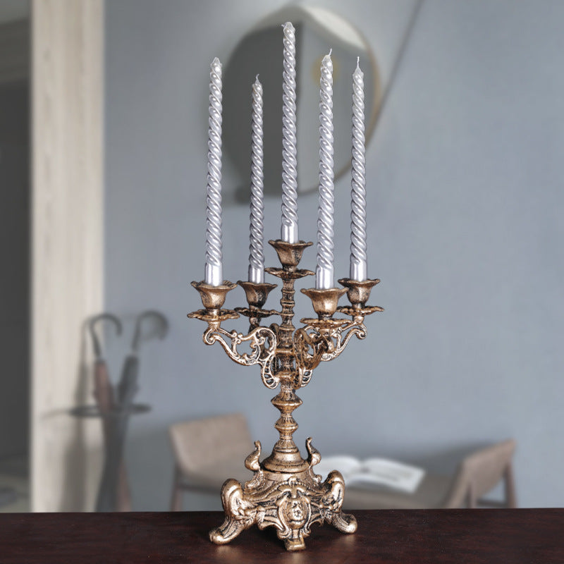 Vintage Cast Iron Carved Candle Holder Ornaments