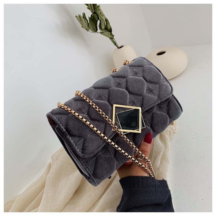 Velvet Diamond Chain Bag