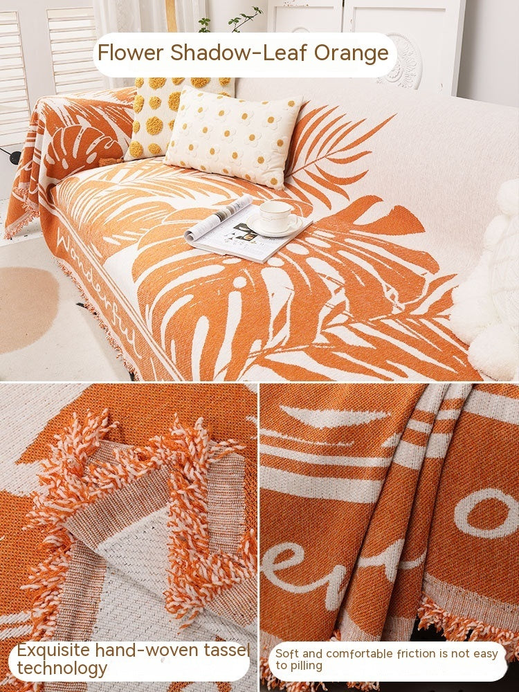 Orange Blanket Full Covered Sofa Cover