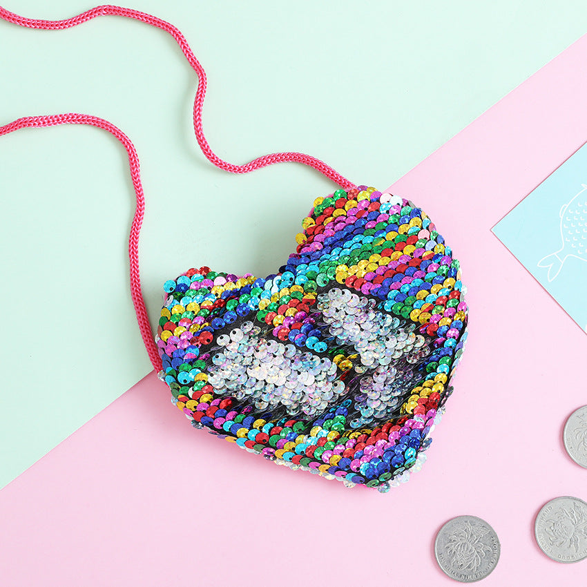Sequined Purse Love Lanyard Shoulder Diagonal Package