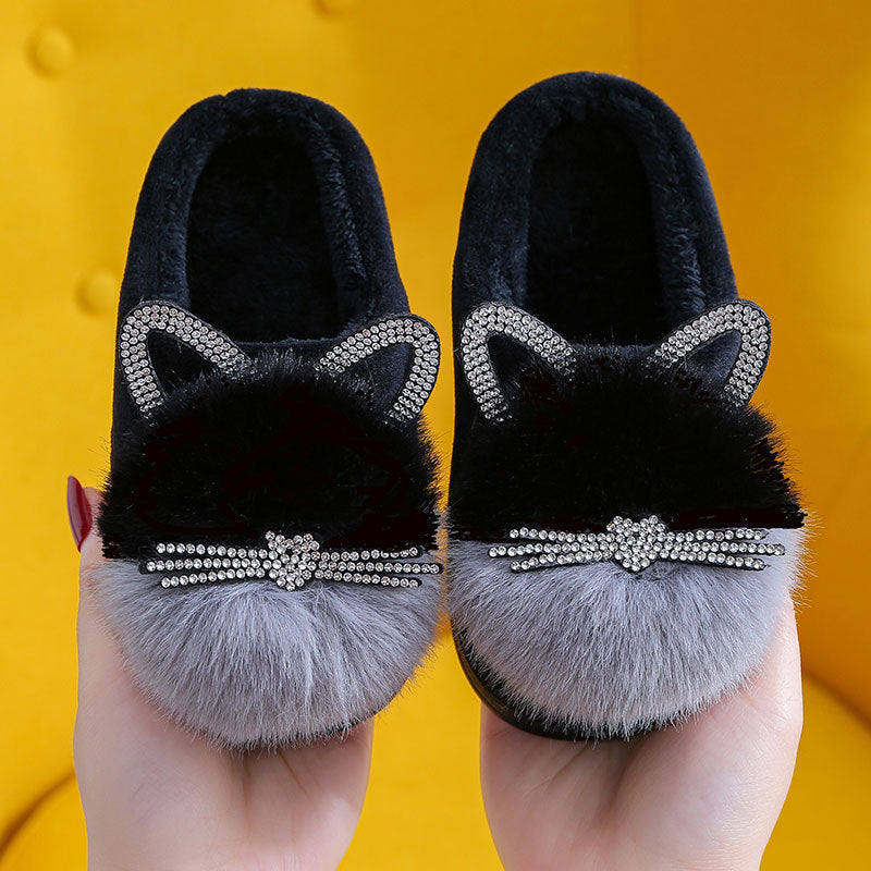 Girls Cute Winter Home Non-Slip Winter Girls Hairy Shoes