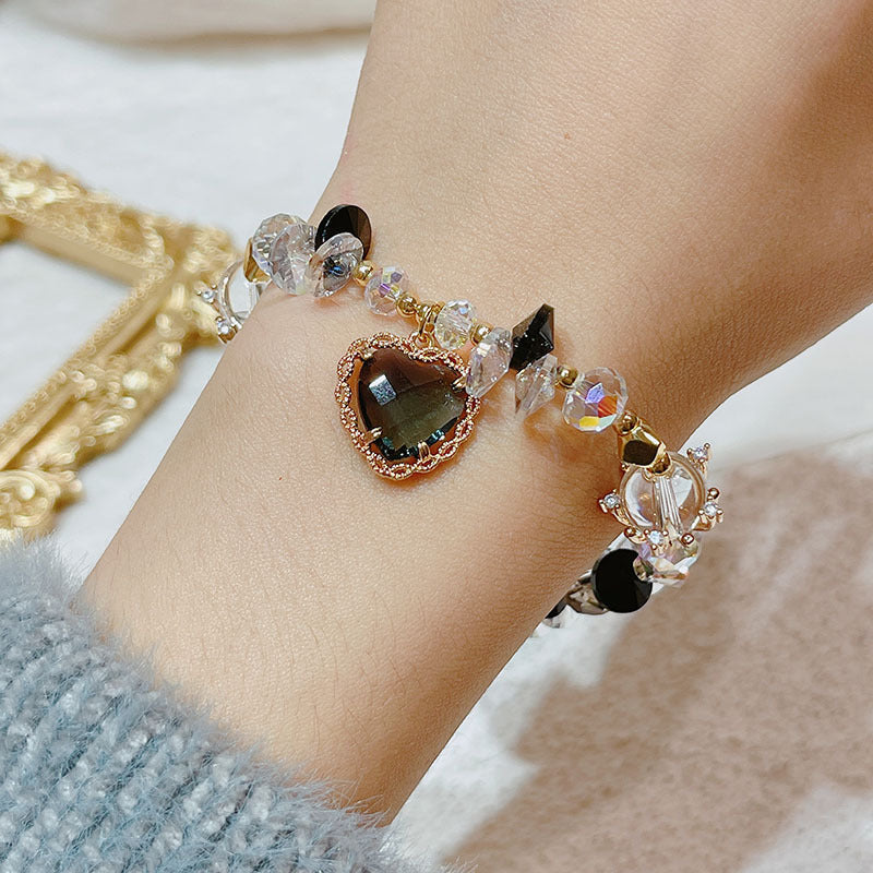 Crystal Bracelet Women's Super Shiny Heart Pendant