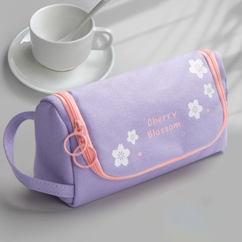 Student Pen Bag Korean Version Large Capacity Lovely Canvas Pen Bag