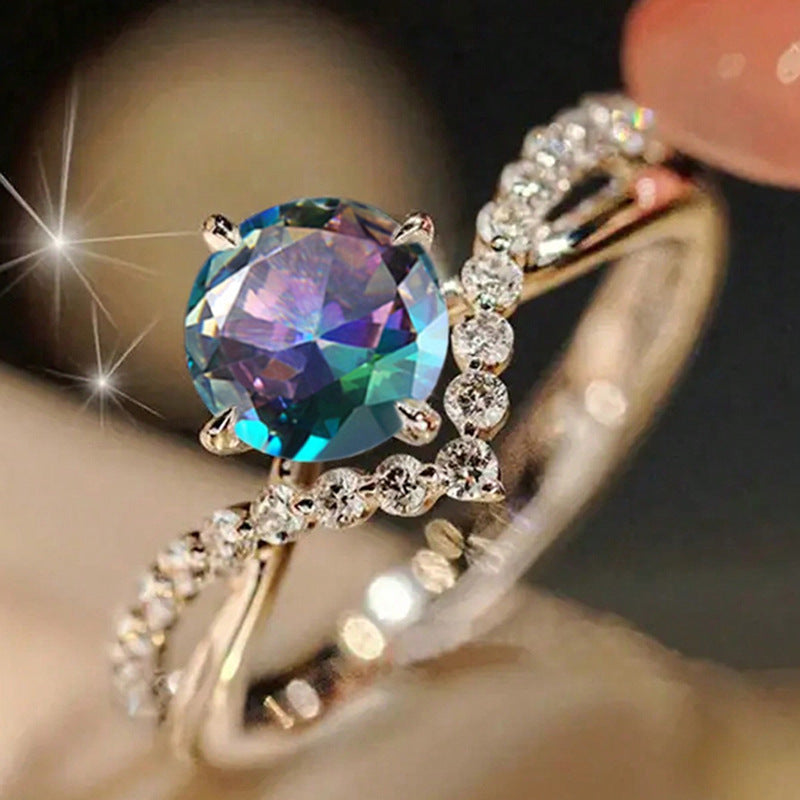 Zircon Four-Claw V-Shaped Index Finger Ring