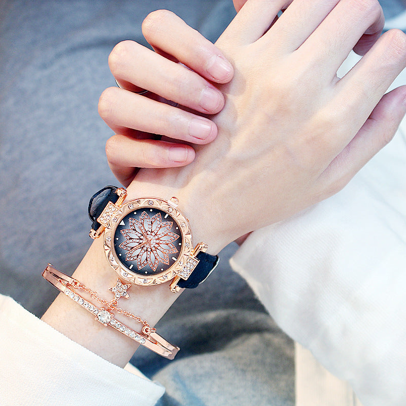 Rotating Ladies Net Red Quartz Watch Casual