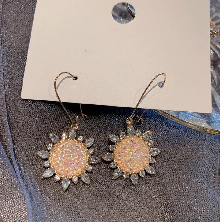 Broken Diamond Sun Flower Earrings