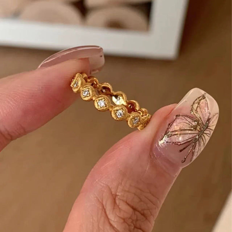 Antique Zircon Brushed Ring Female Retro Minority