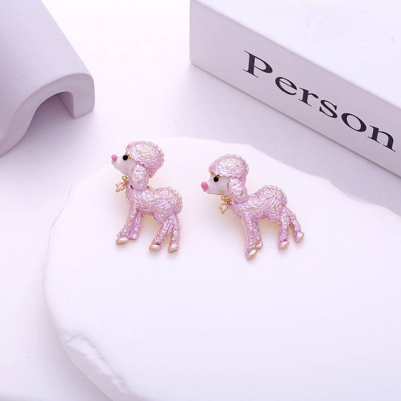 2PCS European And American Personalized Cute Enamel Alloy Poodle Brooch