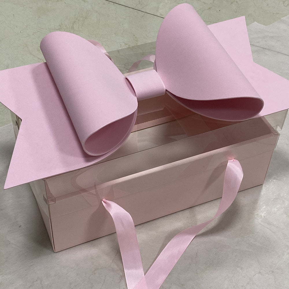 Bow Knot Handheld Flower Box Birthday Gift Transparent Bouquet Fruit Packaging Boxes Valentine's Day Rose Storage Bag