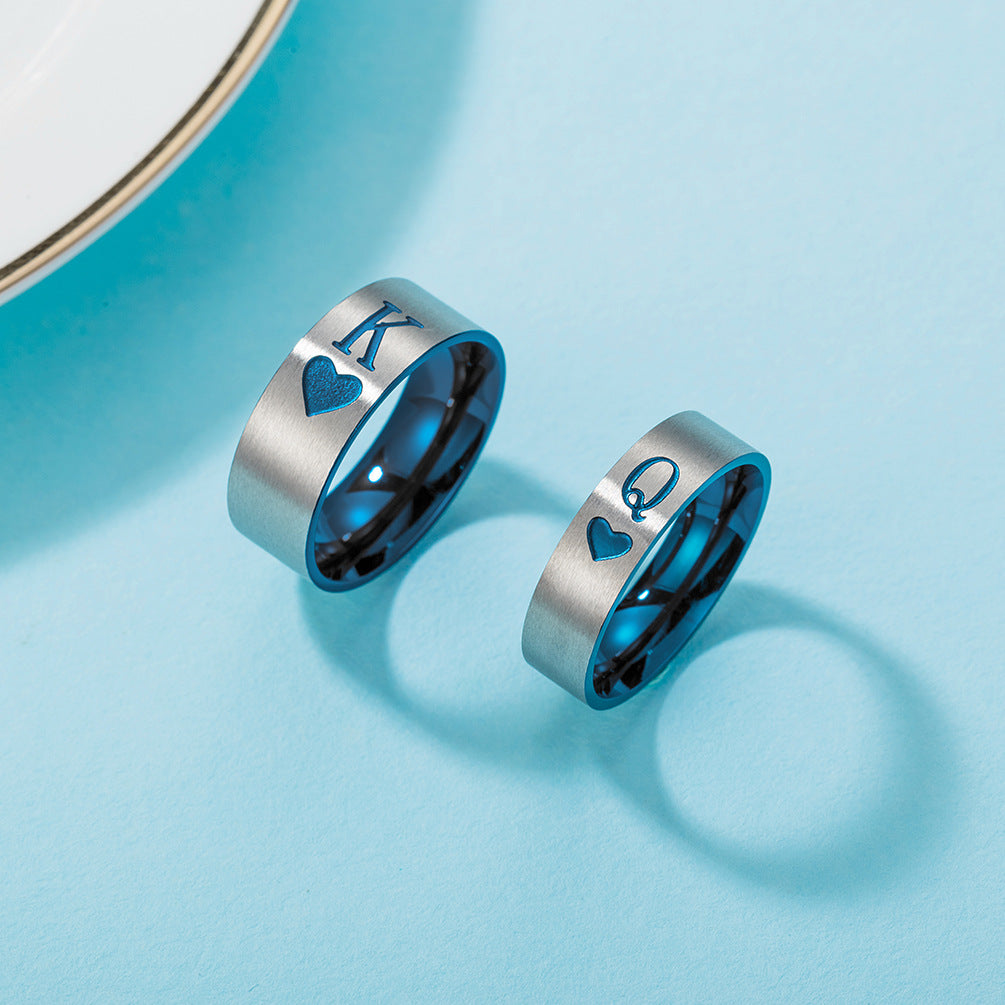 Queen And Queen Couple Electroplating Titanium Steel Rings