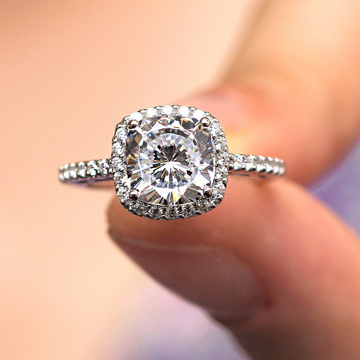 Zircon Micro-Plated White Gold Ring