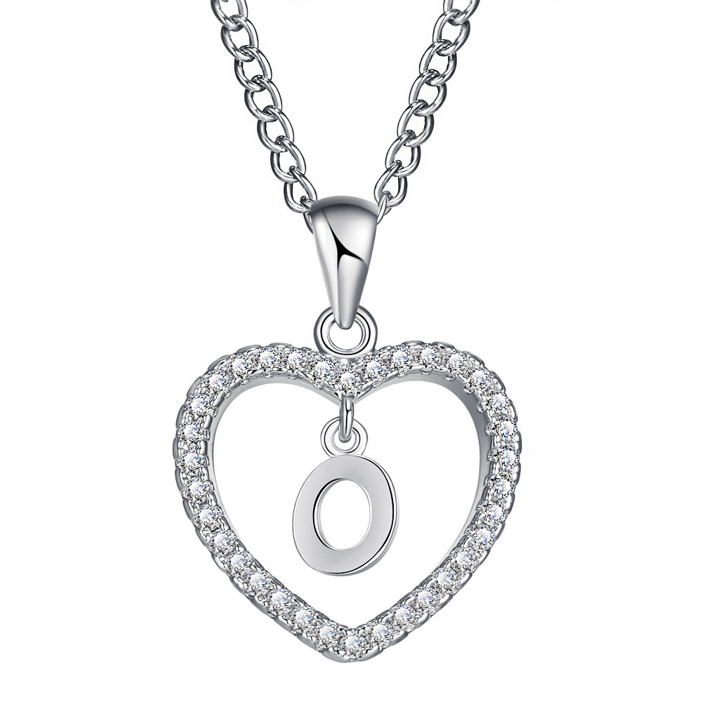 26-Letter Zircon Heart Necklace
