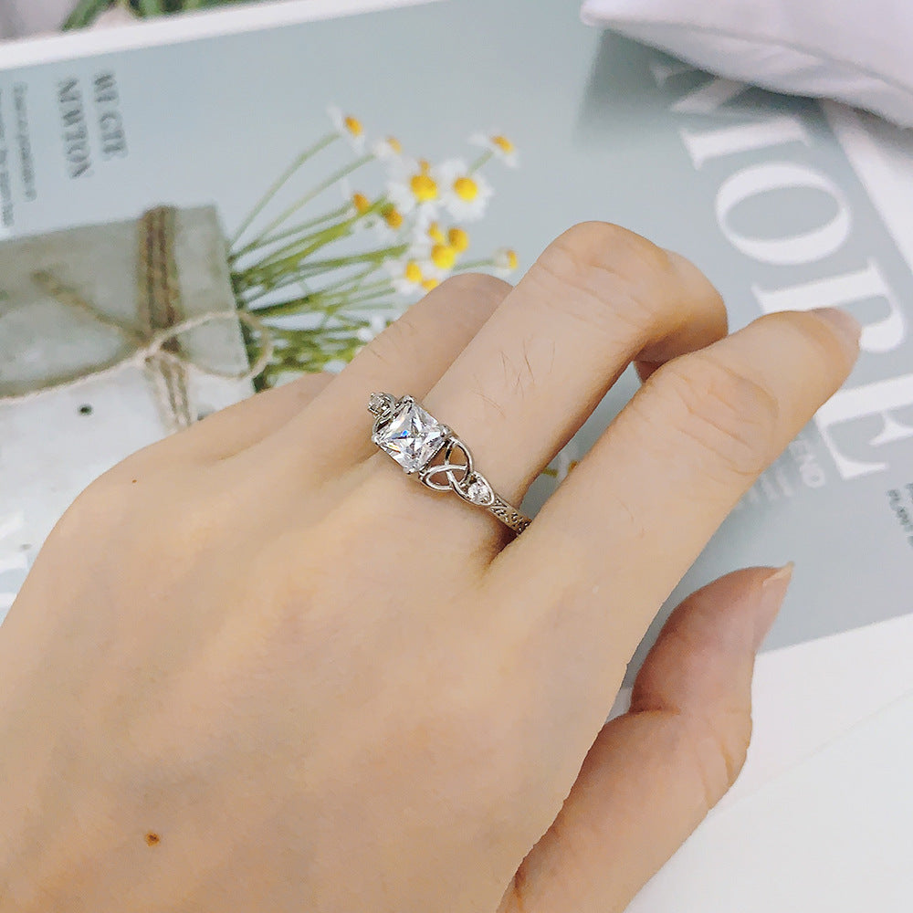 Zircon Micro-Plated White Gold Ring