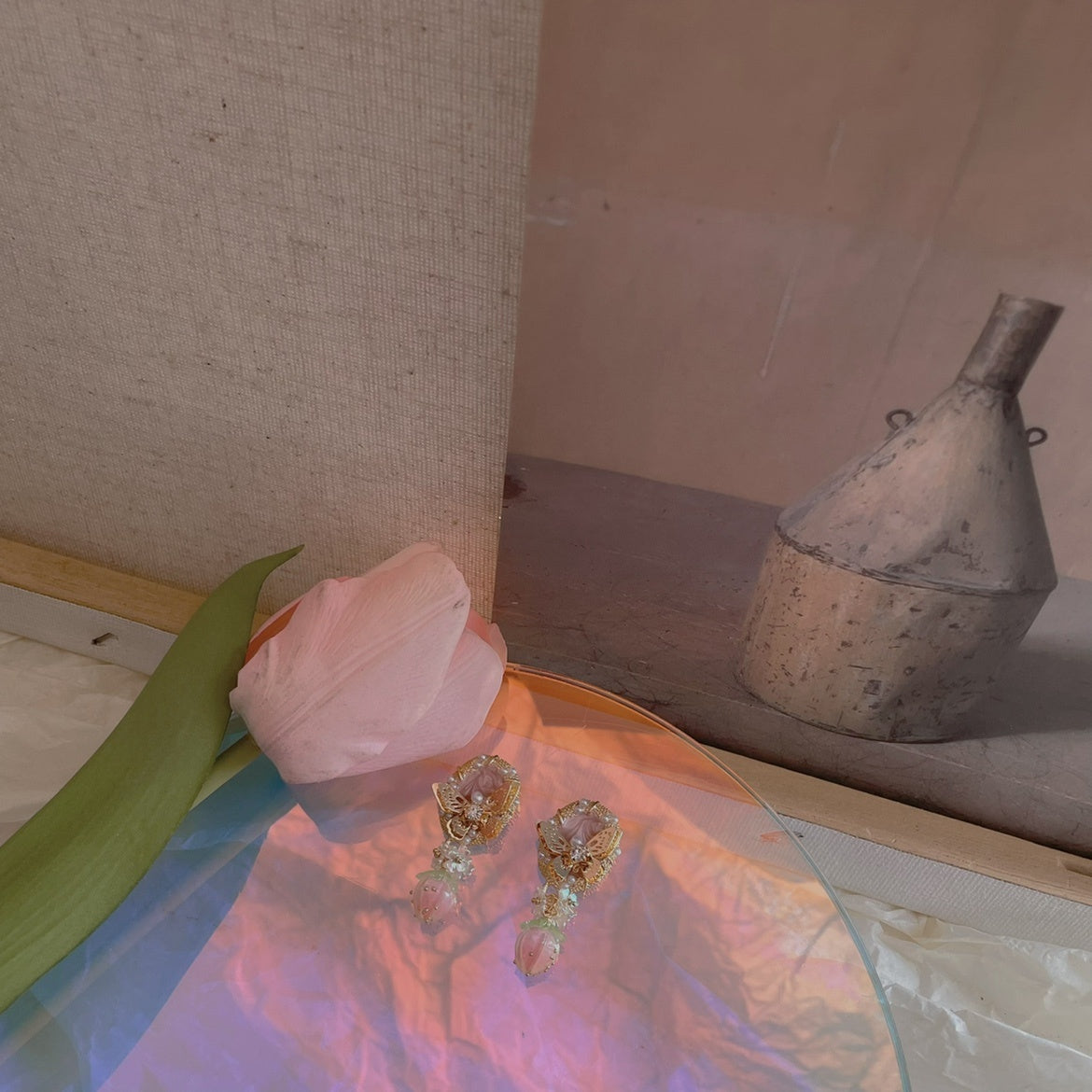 Butterfly Garden Strawberry Blooming Pearl Earrings