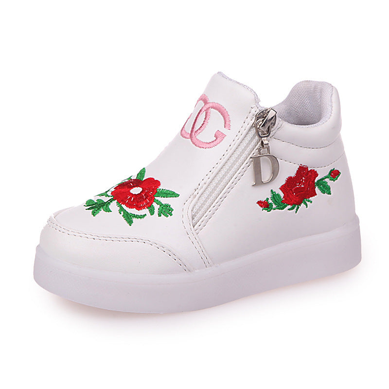 Autumn Style Korean Fashion Leisure Roses, Children's Shoes, LED Luminous Soft Bottom, Women's Shoes, Baby Shoes
