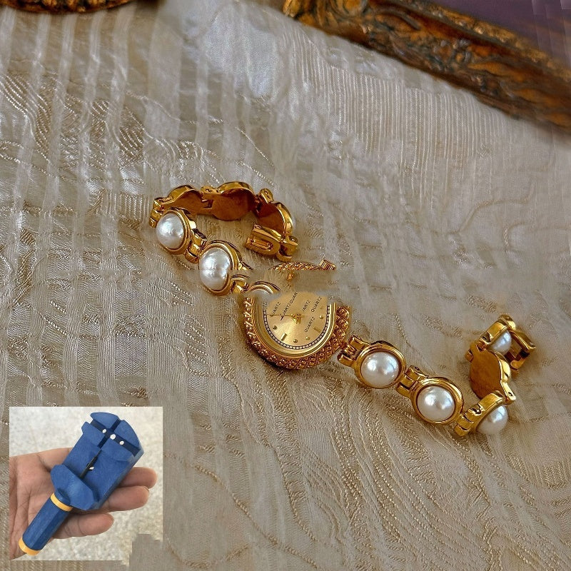 New Mid-Ancient Light Luxury Pearl Bracelet Watch Temperament