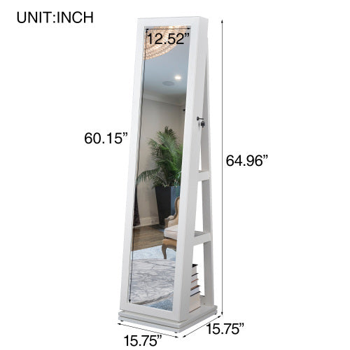 Full Body Mirror 360 Rotating Jewelry Cabinet